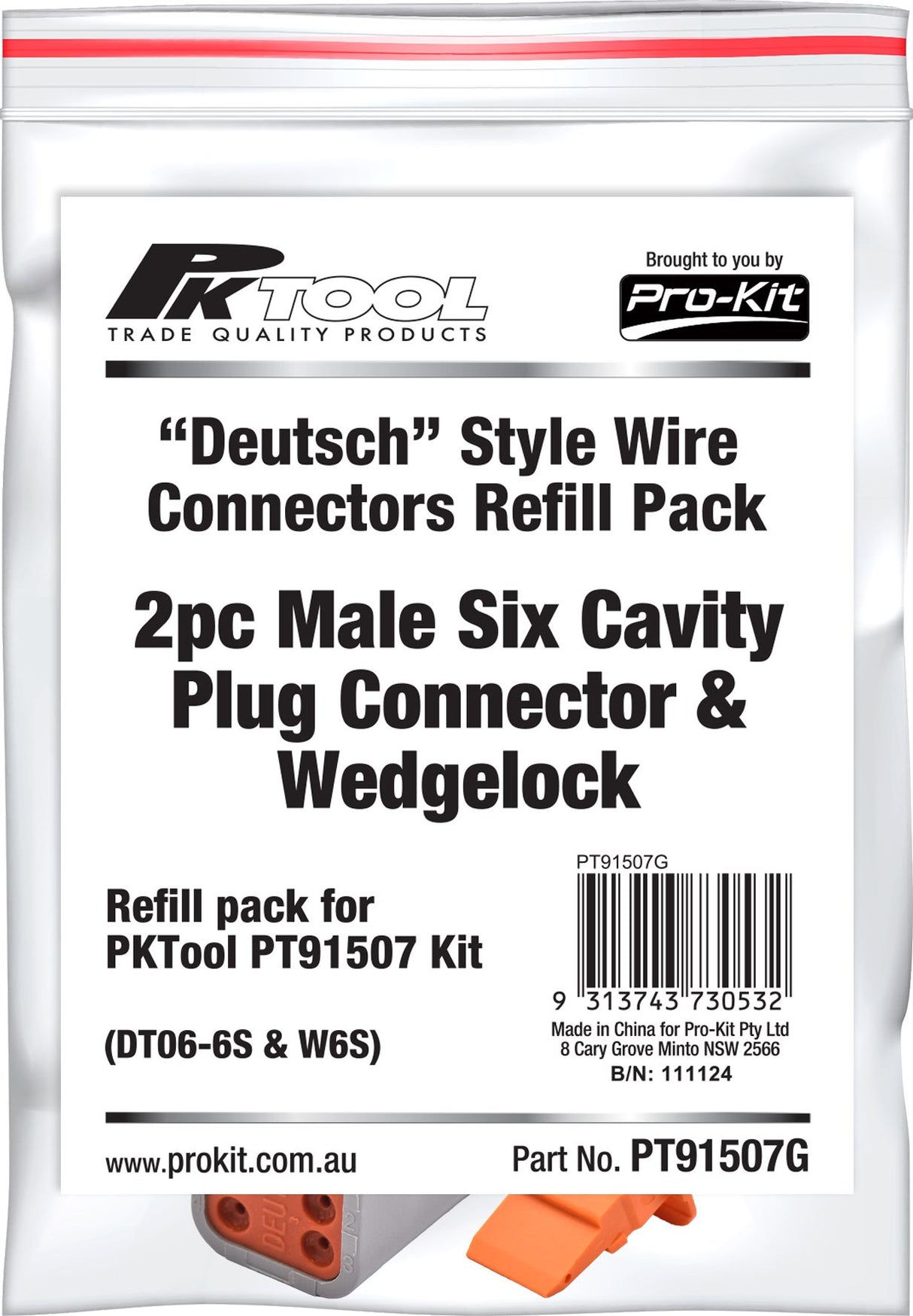 1 Piece Male Six Cavity Plug Connector & Wedgelock - PKTool | Universal Auto Spares