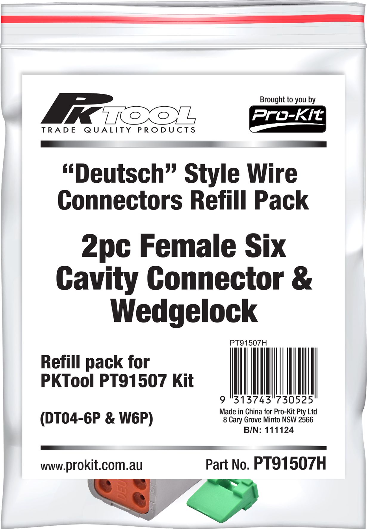 1 Piece Female Six Cavity Connector & Wedgelock - PKTool | Universal Auto Spares