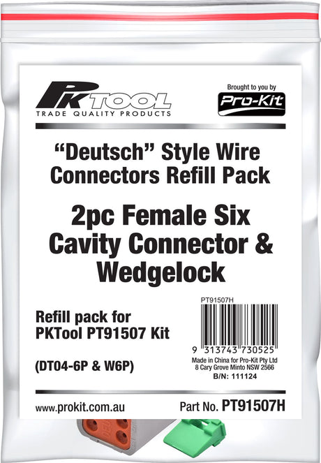 1 Piece Female Six Cavity Connector & Wedgelock - PKTool | Universal Auto Spares