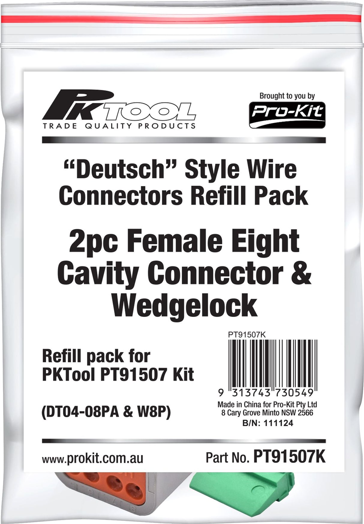 1 Piece Female Eight Cavity Connector & Wedgelock - PKTool | Universal Auto Spares