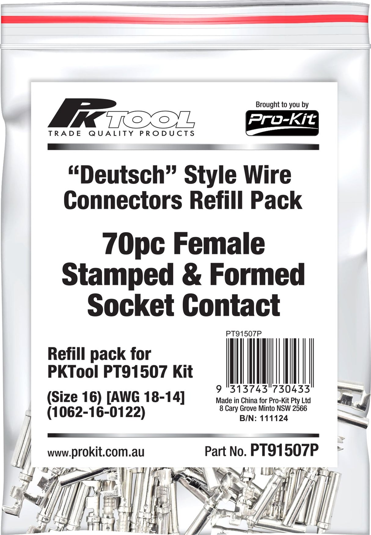 70 Piece Female Stamped & Formed Socket Contacts Size 16 Deutsch Style Refill Kit - PKTool | Universal Auto Spares