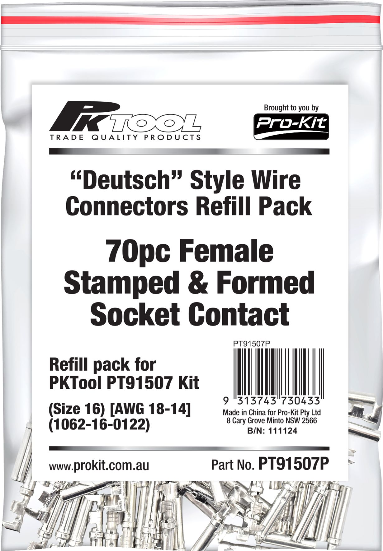 70 Piece Female Stamped & Formed Socket Contacts Size 16 Deutsch Style Refill Kit - PKTool | Universal Auto Spares