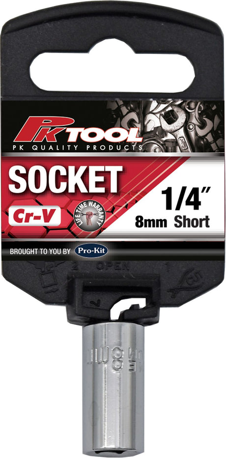 8mm 6PT 1/4” DR Metric Regular CR-V Socket - PKTool