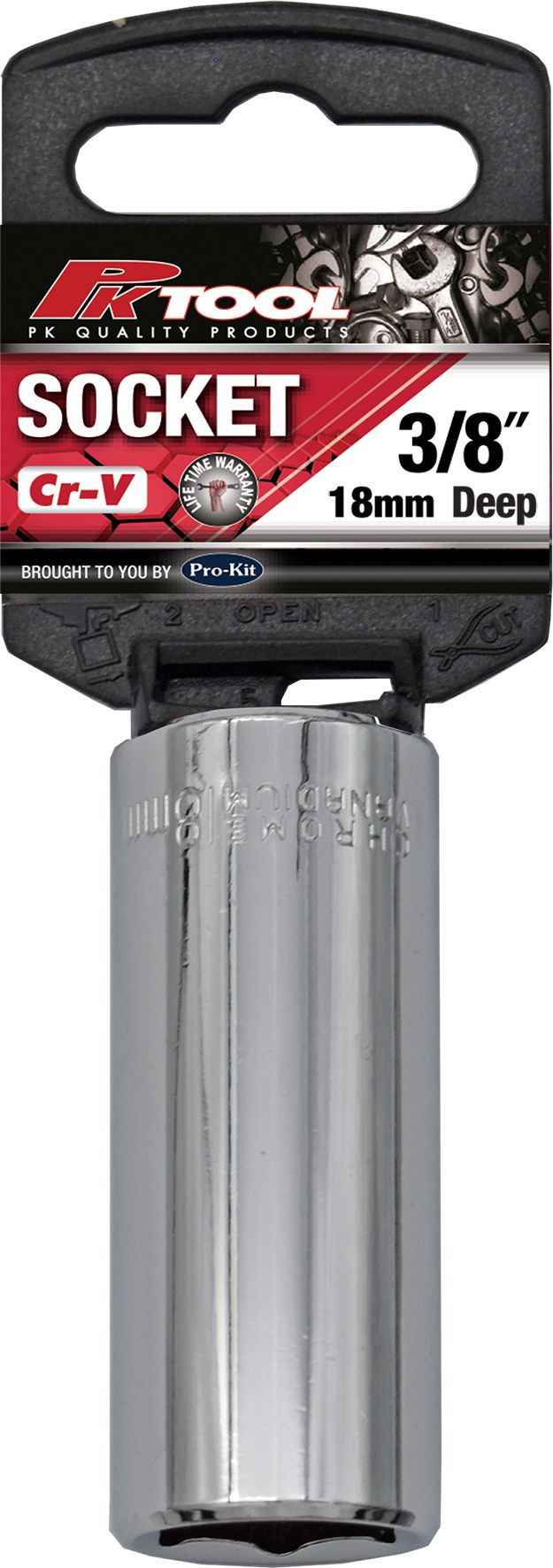 3/8" DR 18mm Deep Socket 6PT CR-V - PKTool