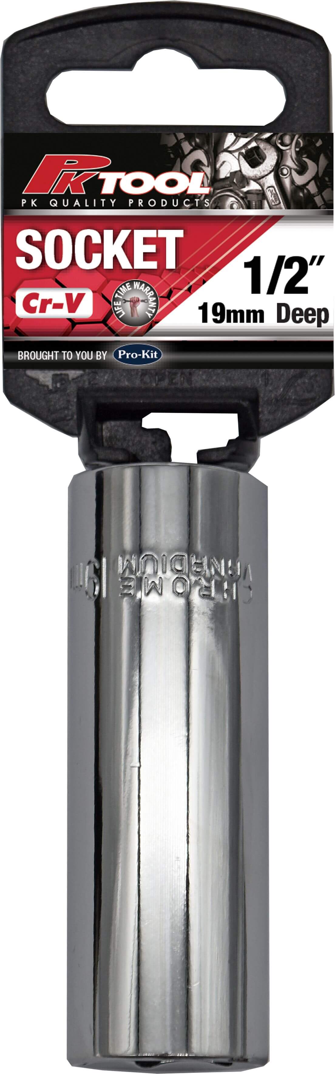 1/2" DR 19mm Deep Socket 6PT CR-V - PKTool