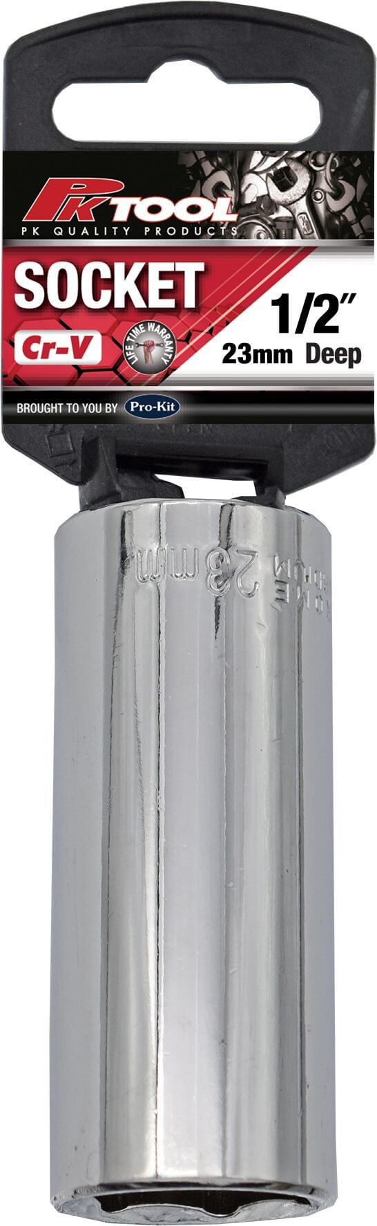 1/2" DR 23mm Deep Socket 6PT CR-V - PKTool