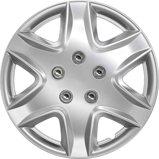 4 Piece Silver Wheel Cover Set 13″, 14″, 15″ - PC Procovers 15″