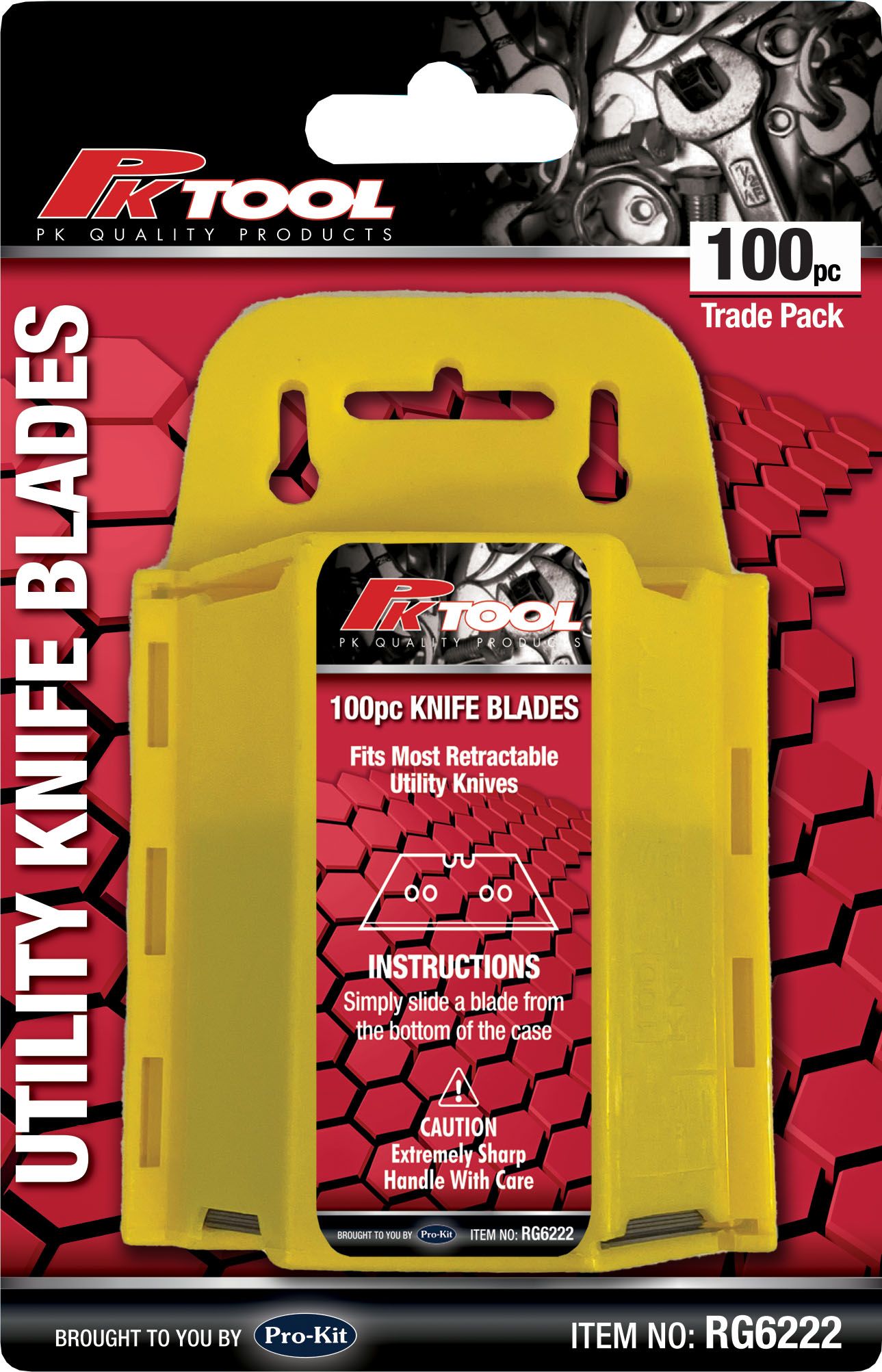 100 Pieces Stanley Type Knife Blades With Dispenser - PKTool
