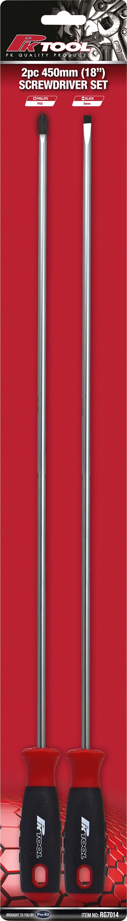 2 Pieces 450mm (18”) Phillips & Blade Long Screwdriver Set - PKTool