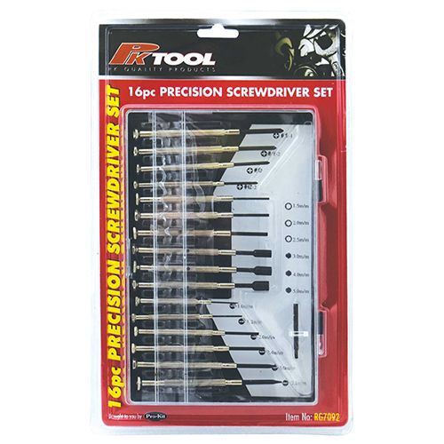 16 Pieces Phillips, Blade, Hex Precision Screwdriver & Mini Socket Set - PKTool