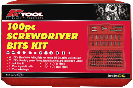 100 Pieces 1/4” Hex DR Combination Screwdriver Bits Set - PKTool