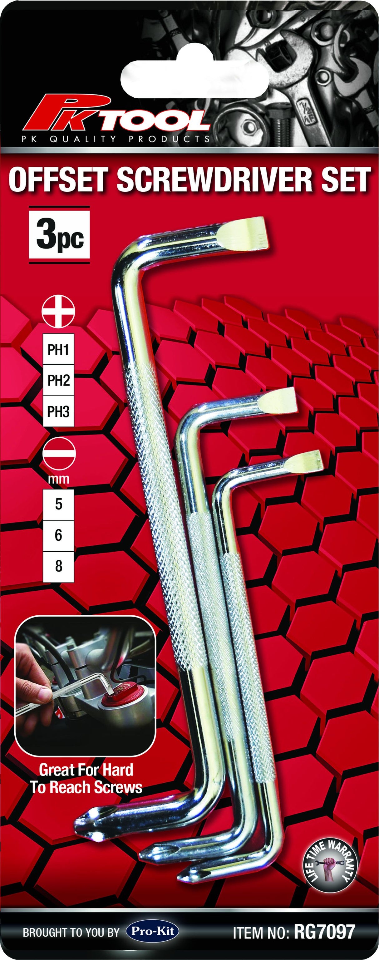 3 Pieces Offset Screwdriver Set - PKTool