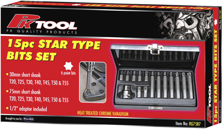 15 Pieces 10mm Hex Star Bits Set - PKTool
