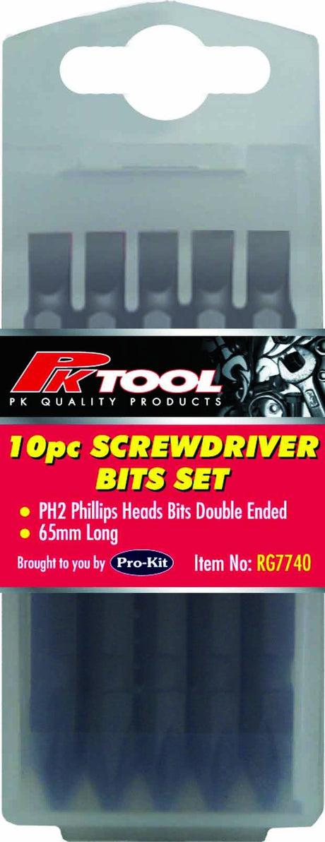 10 Pieces Double Ended 1/4” Hex 65mm Screwdriver Bits Set - PKTool