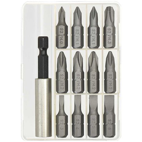 13 Piece 1/4” Hex Screwdriver Bits Set With Drill Adaptor - PKTool