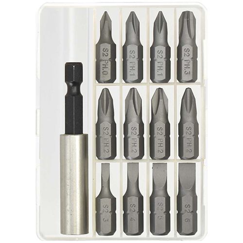 13 Piece 1/4” Hex Screwdriver Bits Set With Drill Adaptor - PKTool | Universal Auto Spares