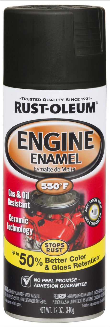 Engine Enamel Low Gloss Black 550°F Spray Paint 340g - Rust-Oleum | Universal Auto Spares