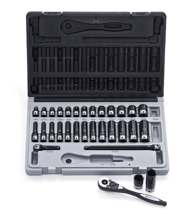 31 Piece 1/4" DR 6-Point Metric Standard & Deep Socket Set - Dual Action | Universal Auto Spares