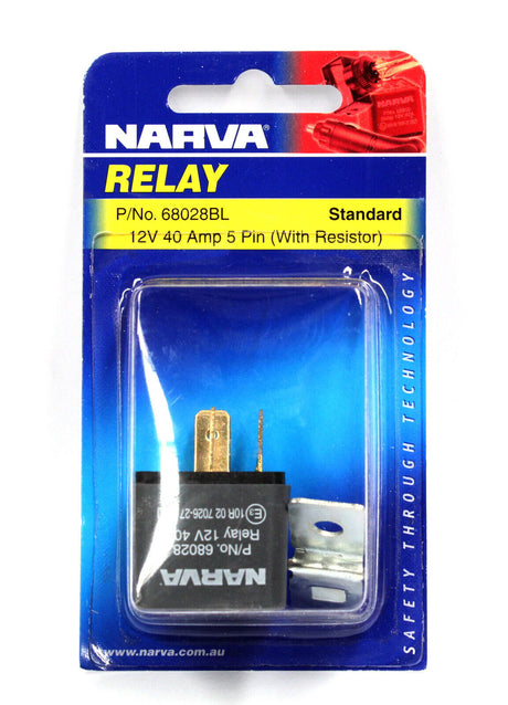 12V 40A Normally Open 5 Pin Relay With Resistor - Narva | Universal Auto Spares