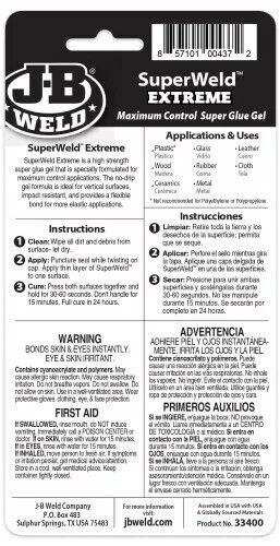 Super Weld Extreme Instant Adhesive Super Glue 15g - J-B Weld