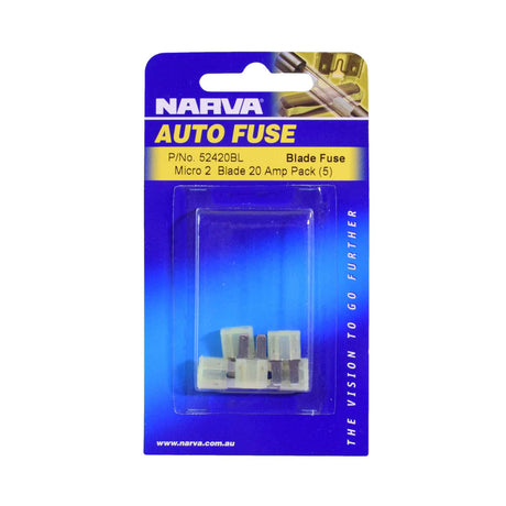 20 AMP Yellow Micro 2 Blade Fuse 5 Pieces - Narva | Universal Auto Spares
