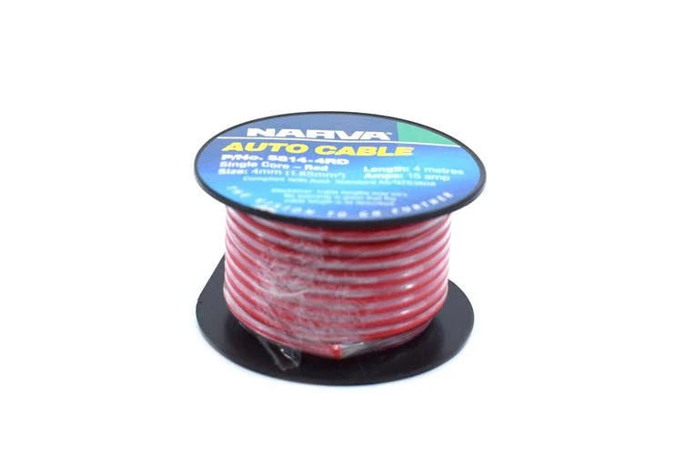 Cable Single Core 4mm 15A 4M Red - Narva