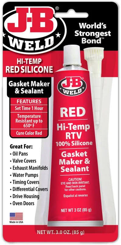 Hi-Temp Sealant Silicone Red Gasket Maker RTV 2 Sizes - J-B Weld