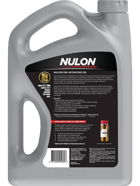 Full Synthetic 5W-40 Racing Engine Oil - Nulon | Universal Auto Spares