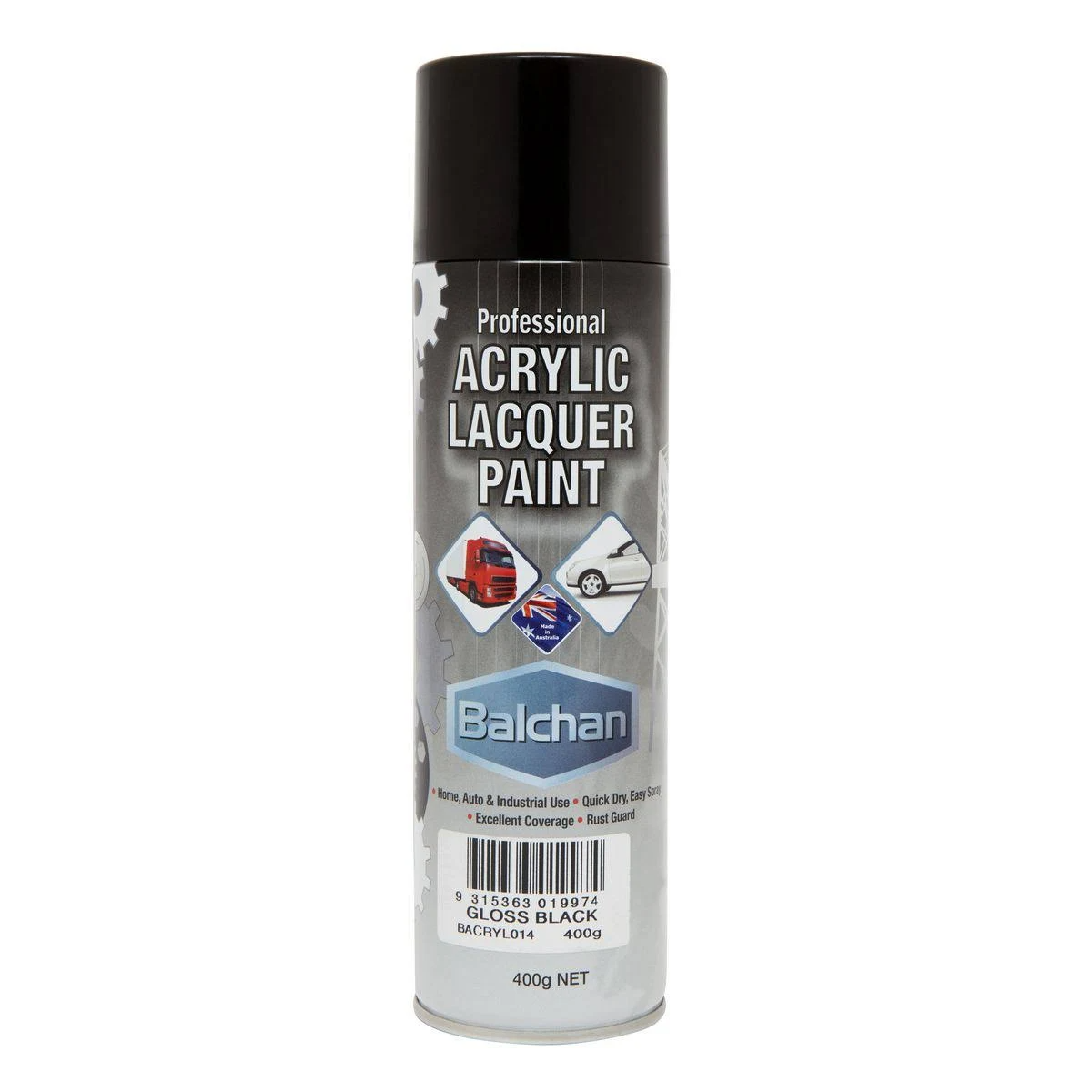 Acrylic Gloss Black Fast-Drying Aerosol 400g - Balchan