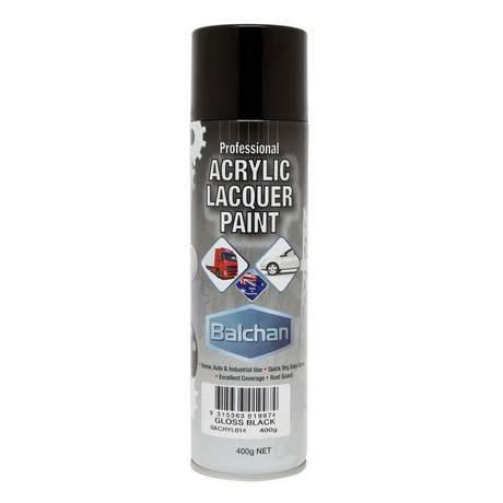 Acrylic Gloss Black Fast-Drying Aerosol 400g - Balchan