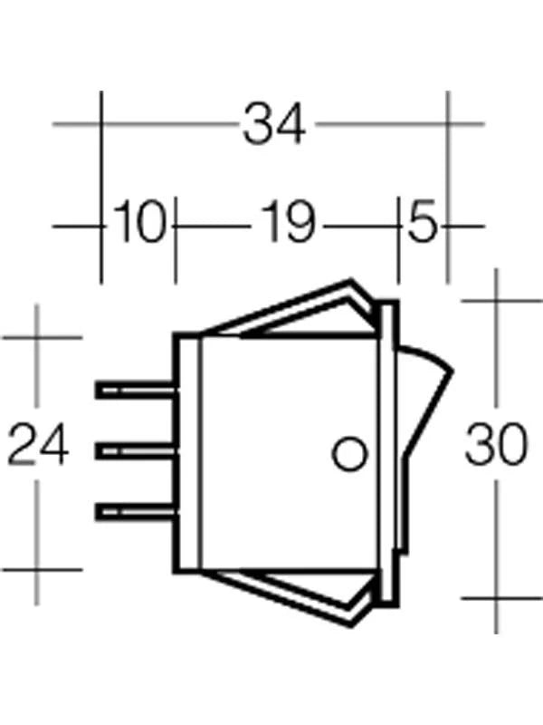 Rocker Switch Off/On SPST Blue LED 20A at 12V - Narva