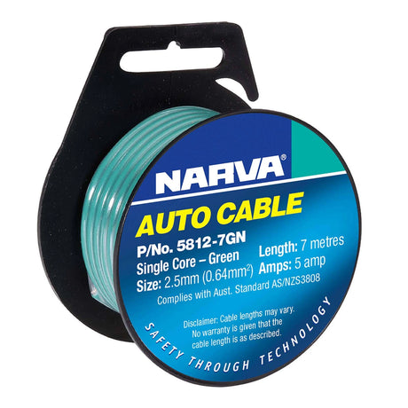 5A 2.5mm Green Single Core Cable (7m) - Narva | Universal Auto Spares