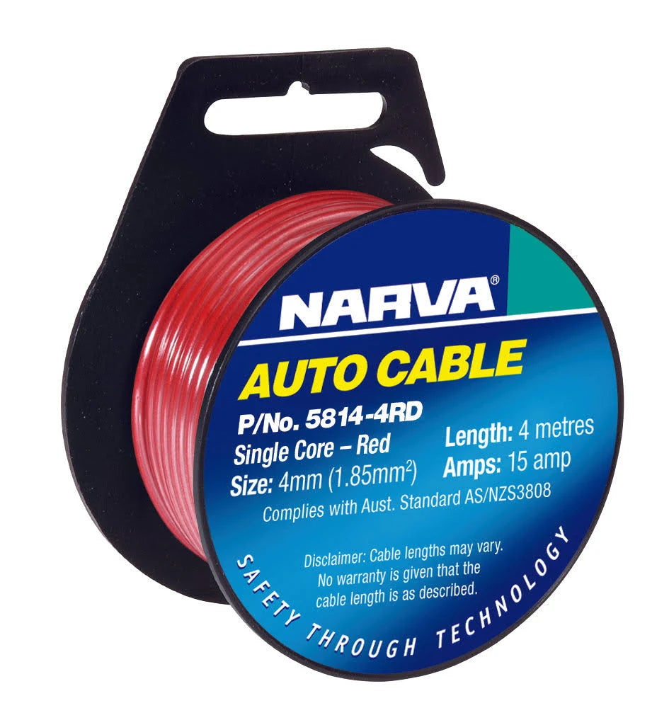 Cable Single Core 4mm 15A 4M Red - Narva