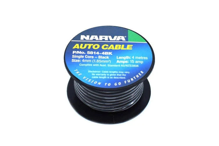 Single Core Cable 4mm 15A 4M Black - Narva
