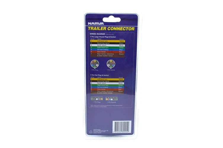 Trailer Adaptor 7 Pin Flat (Car) To 7 Pin Large Round (Trailer) - Narva