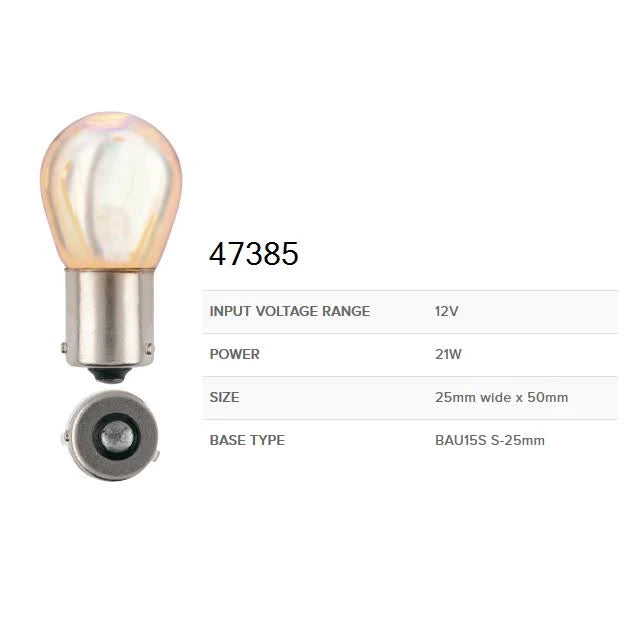 12V 21W Amber BAU15S Phantom Globes 2 Pieces - Narva