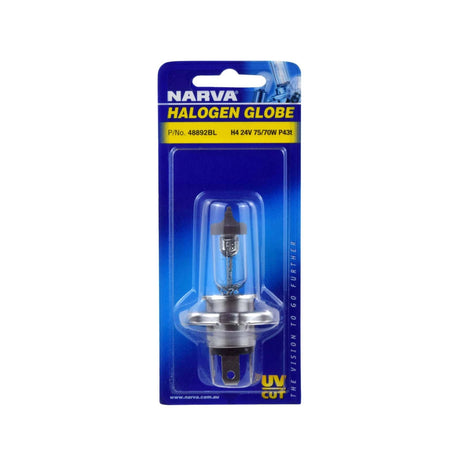 24V H4 75/70W P43T Halogen Headlight Globes - Narva