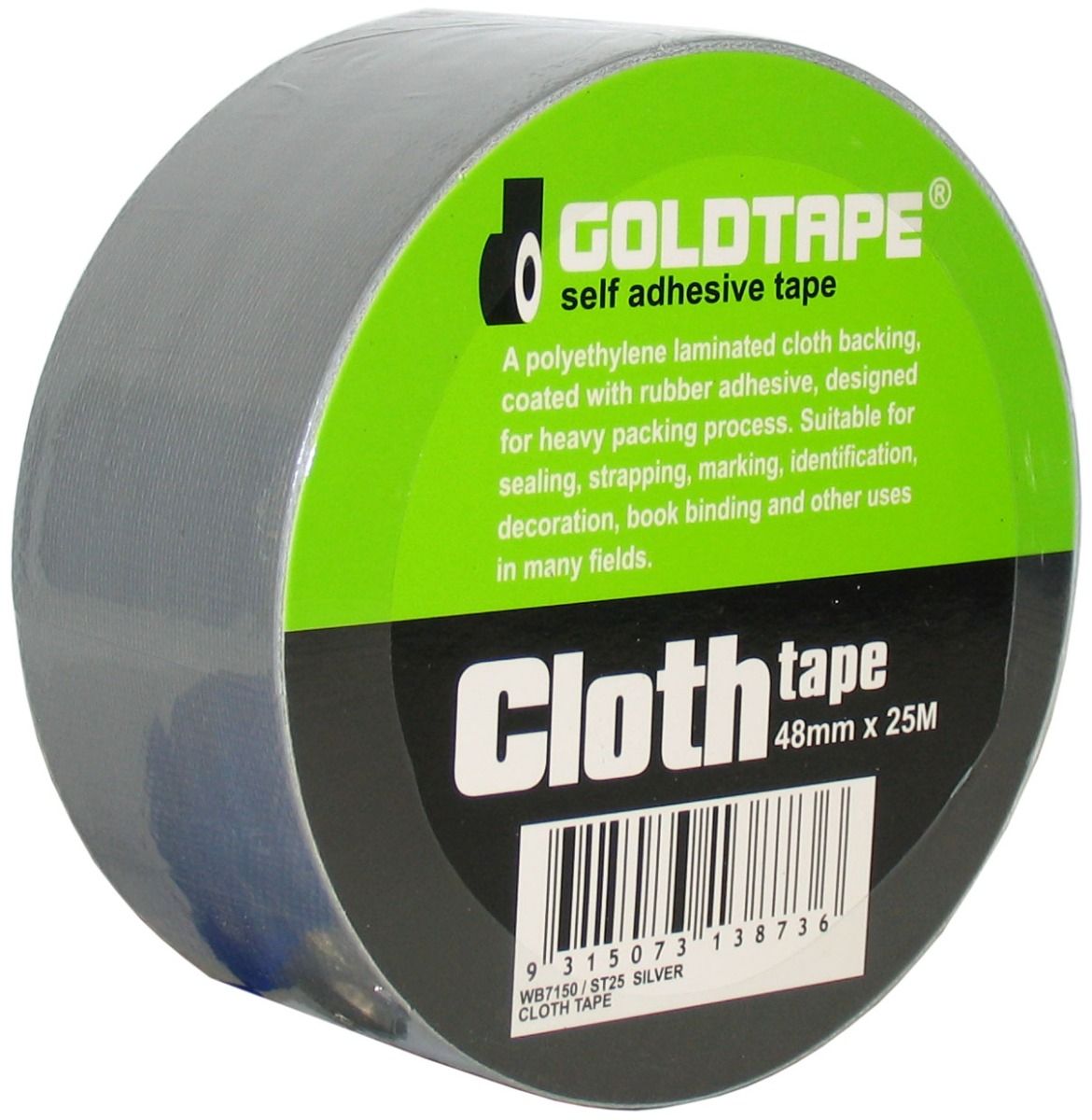 Cloth Gaffer Tape Silver 48mm x 25m - GOLDTAPE