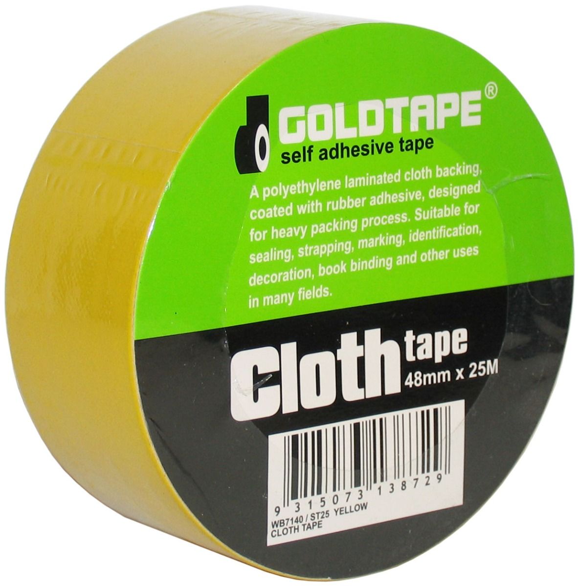 Cloth Gaffer Tape Yellow 48mm x 25m - GOLDTAPE