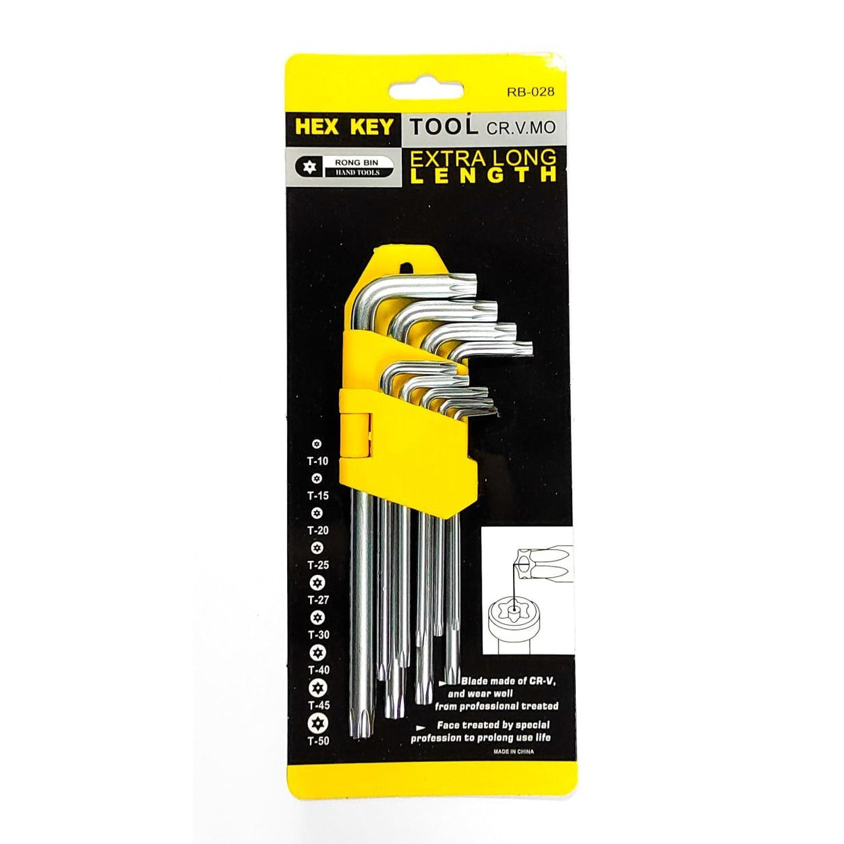 Hex Key Tool CR.V.MO Extra Long Length - RONG BIN