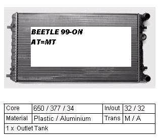 Radiator for Auto & Manual Volkswagen Beetle (9C/1Y) 12/1999 - 2011 VWBT - RAD - 006 - Sterling Parts - Radiators - Sterling Parts