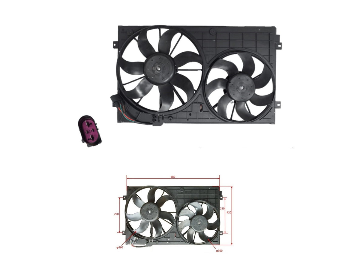 Radiator Fan (250mm Mount) Volkswagen Caddy 2K/2KC 2005 - 2020 VWCD-FNR-04F - Sterling