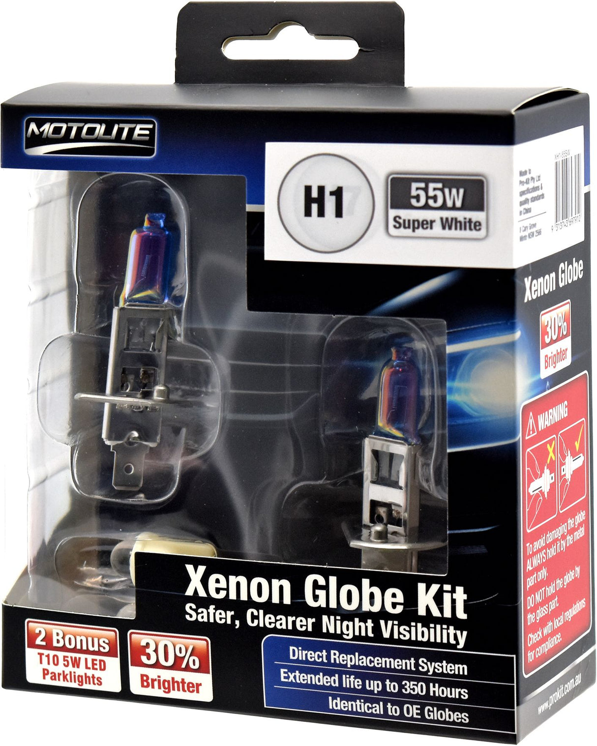 2pc H7 55W Super White XENON Gas Filled Halogen Globe with BONUS 2pc T10 LEDs – Motolite | Universal Auto Spares