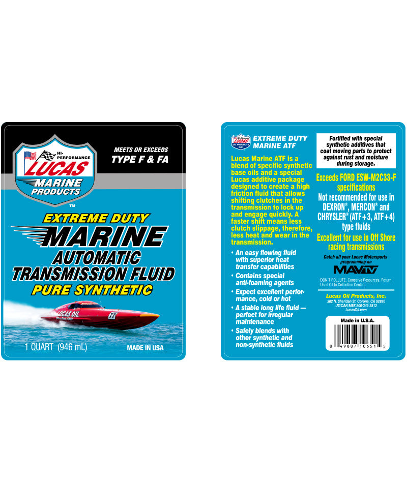 Extreme Duty Marine ATF Pure Synthetic 946mL - Lucas Oil