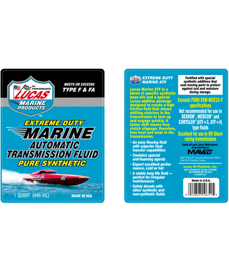 Extreme Duty Marine ATF Pure Synthetic 946mL - Lucas Oil