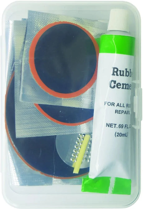 Tyre Repair Kit 9pc With 5 Patches, Steel Buffer, 2 X Valve Tubing - Pro Tyre
