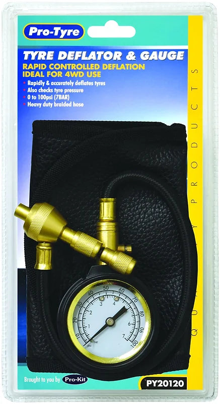 Tyre Deflator With Gauge Leather Storage Pouch - Pro Tyre