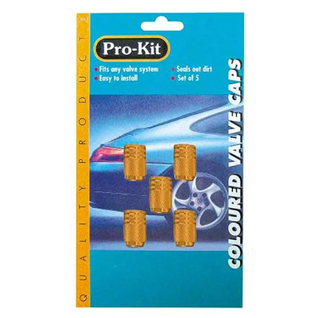 Valve Caps 5 Pieces Anodized - ProKit Gold