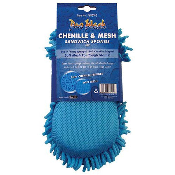 Sponge Microfiber Fringes & Chenile Scouring Pad 22x12x5cm - PK Wash | Universal Auto Spares