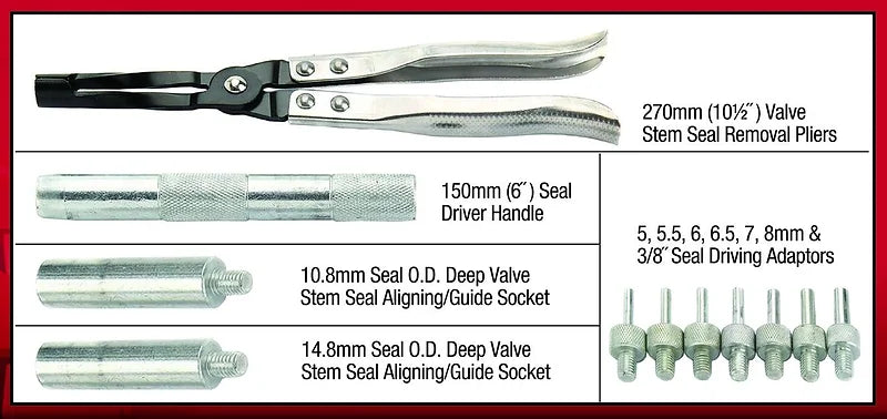 Valve Stem Oil Seal Remover & Installer Kit 11 Pieces - PKTool